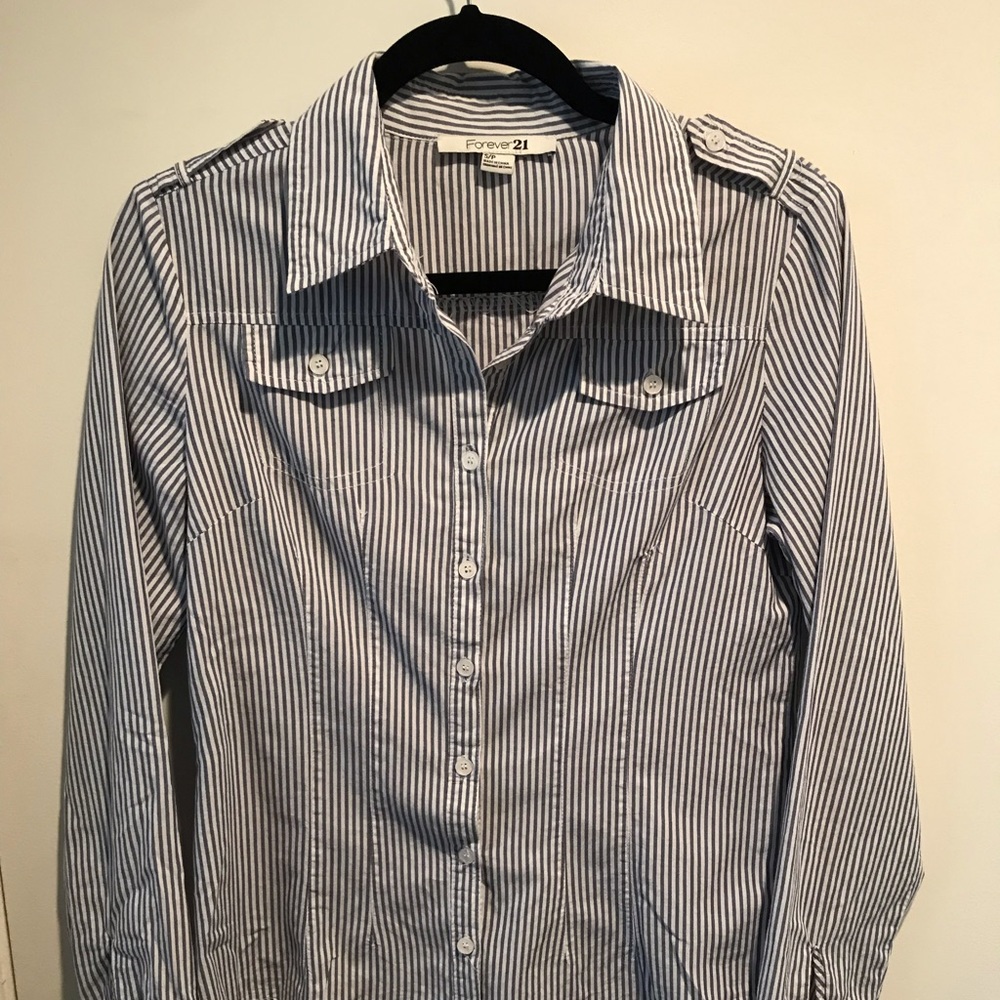 SALE casual striped button down top